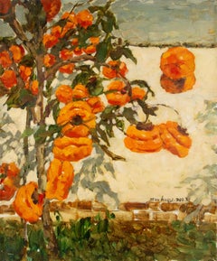 Jingjing Wang Still Life Original Oil On Canvas "Persimmon Harvest"