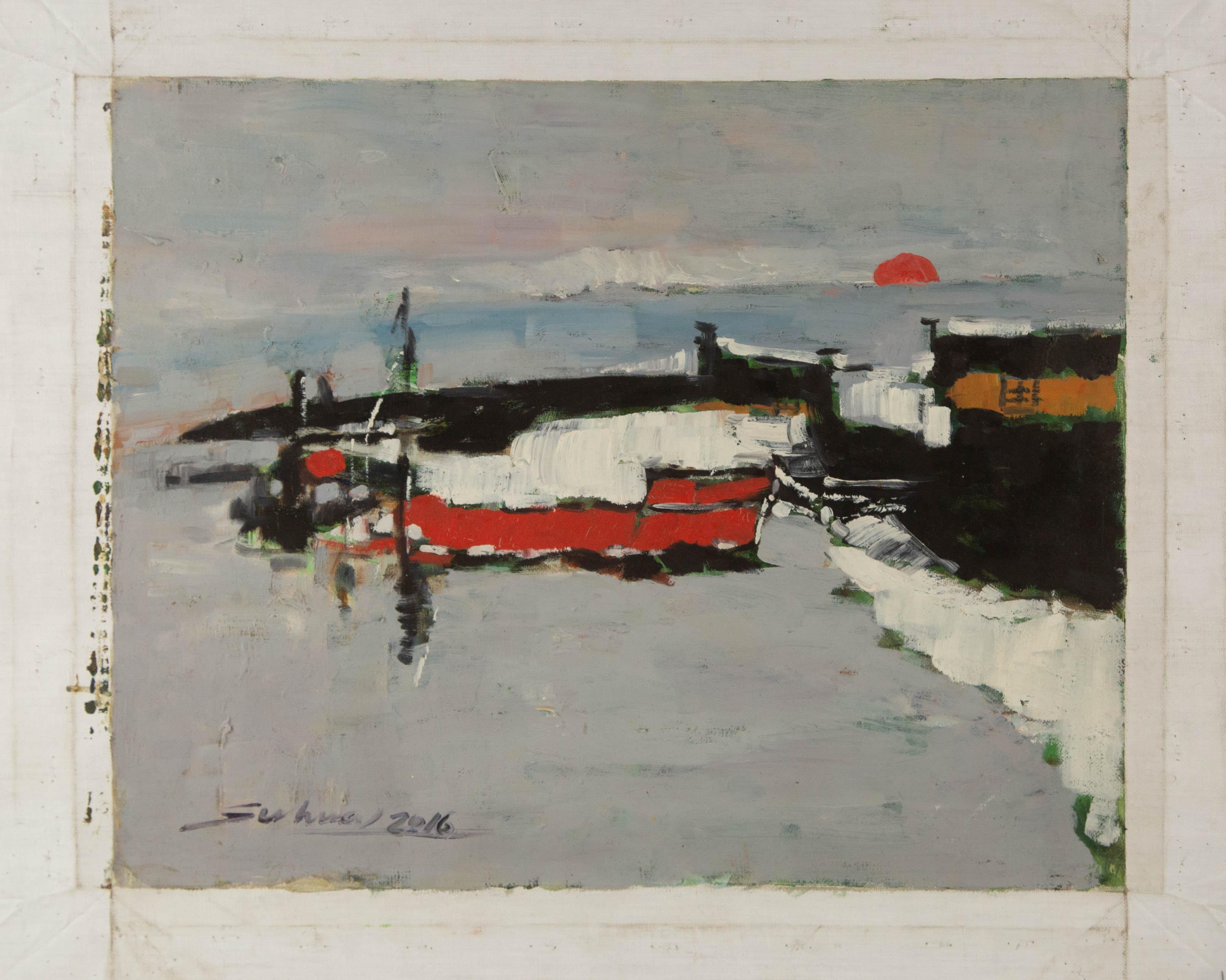 Jingjing Wang Waterscape Original Oil On Canvas 