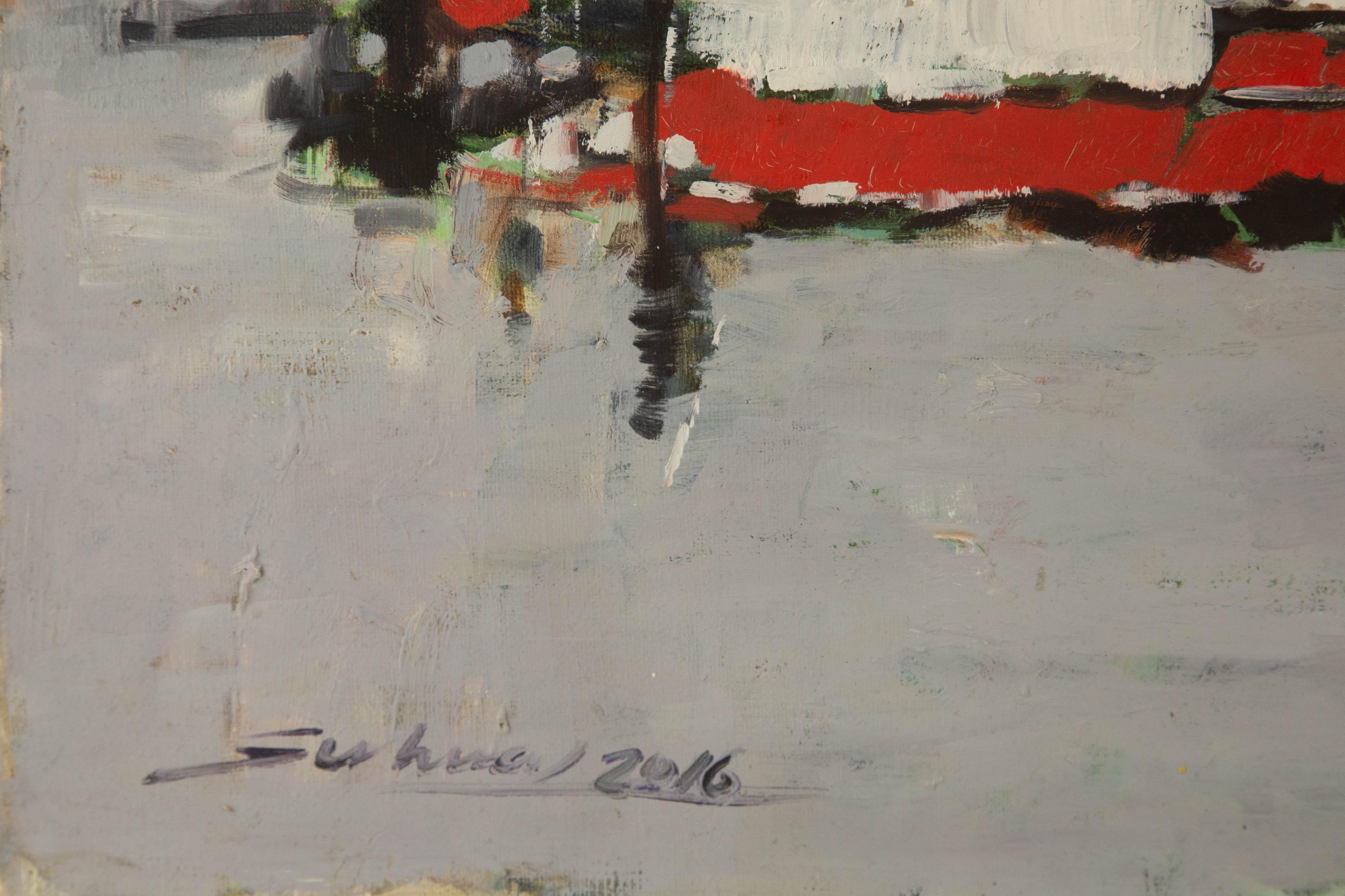 Jingjing Wang Waterscape Original Oil On Canvas 