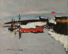 Jingjing Wang Waterscape Original Oil On Canvas "Sunrise"