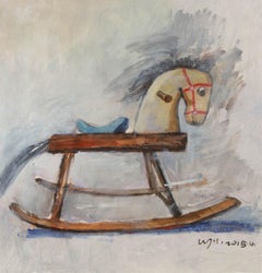 Jingyu Wang Stillleben Original-Acryl auf Leinwand "Schaukelpferd"