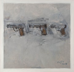 Jingyu Wang Bodegón Original Acrílico Sobre Lienzo "Tres Pistolas"