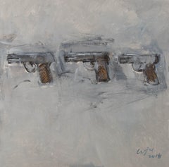 Jingyu Wang Stillleben Original Acryl auf Leinwand "Drei Gewehre"