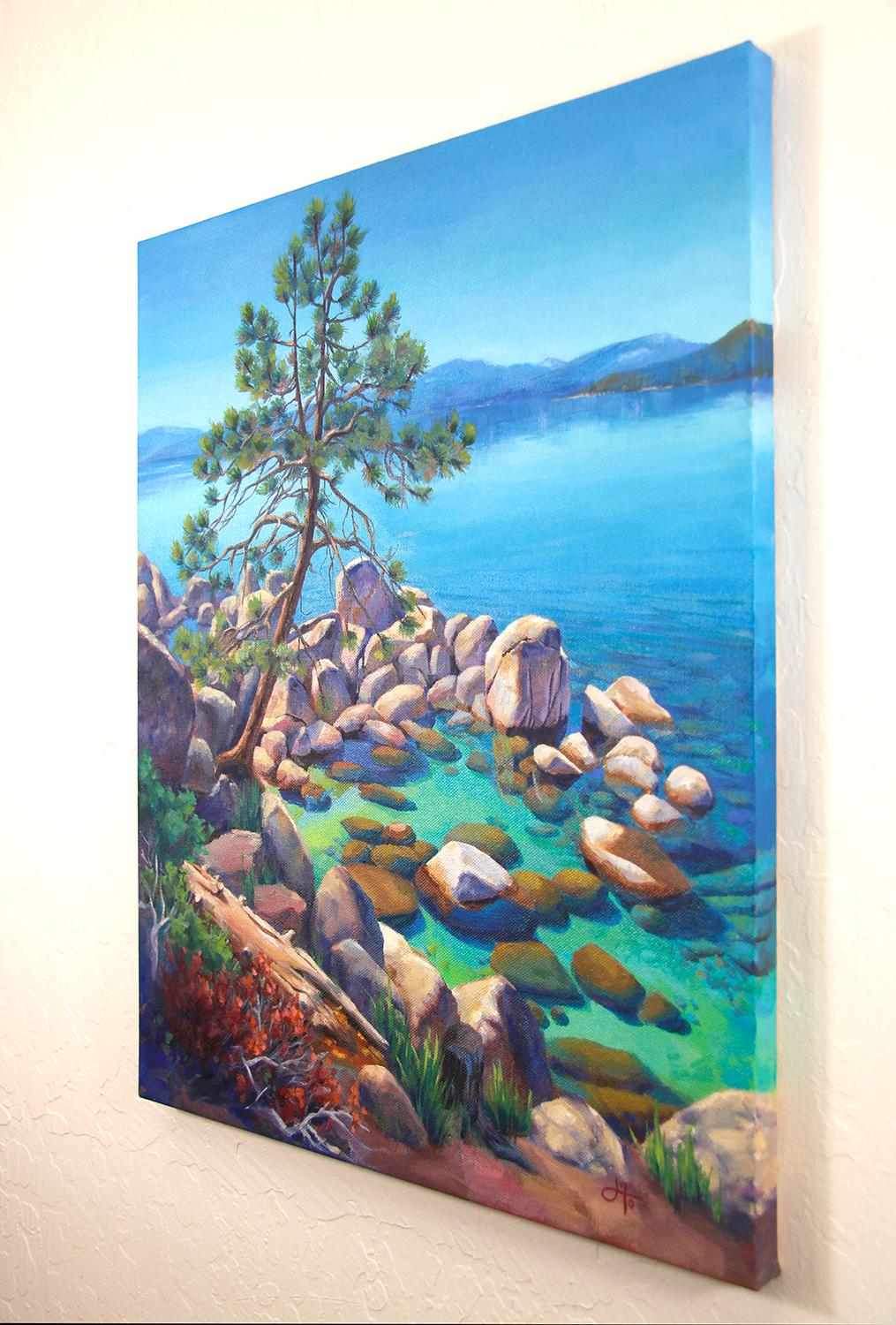 Emerald Pools, Ölgemälde – Painting von Jinny Tomozy