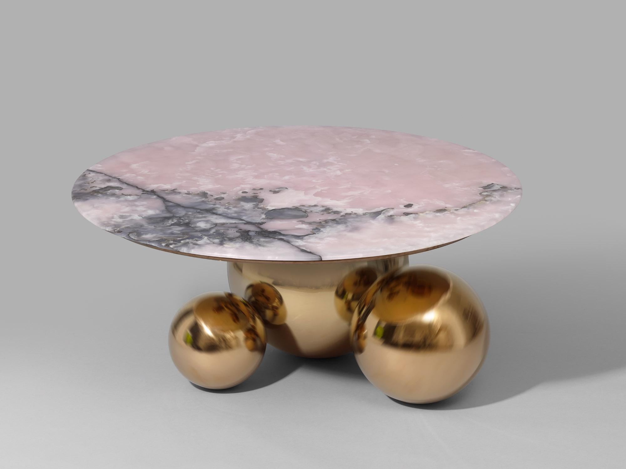 Anodized JinShi Pink Jade Coffee Table #1 For Sale