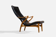 JIO-Möbler, Lounge Chair, Oak, Leather, Sweden, 1960s