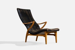 JIO-Möbler, Lounge Chair, Oak, Leather, Sweden, 1960s