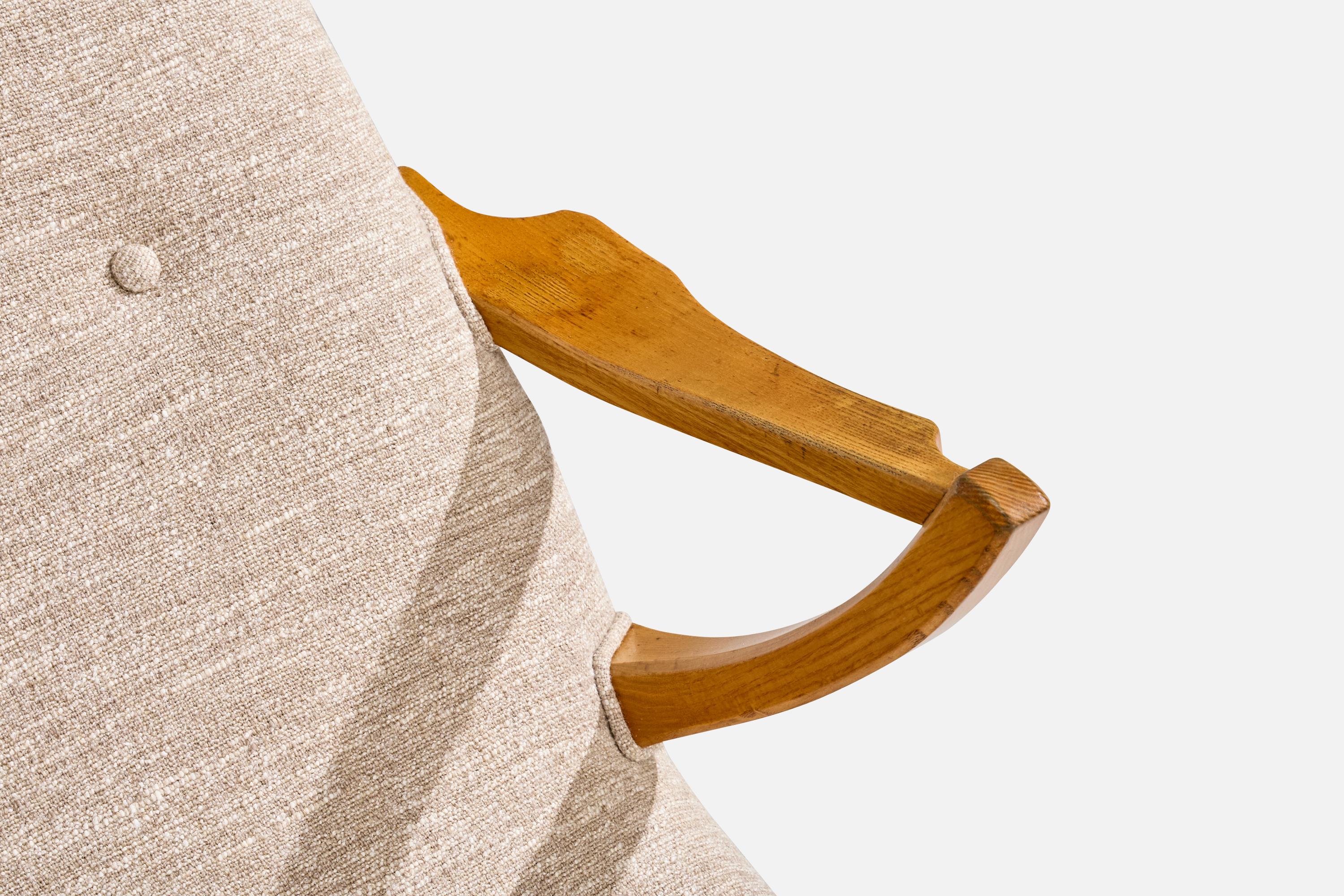 Jio Möbler, chaise longue Siesta avec ottoman, Oak Oak, Fabrice, Suède, années 1960 en vente 3