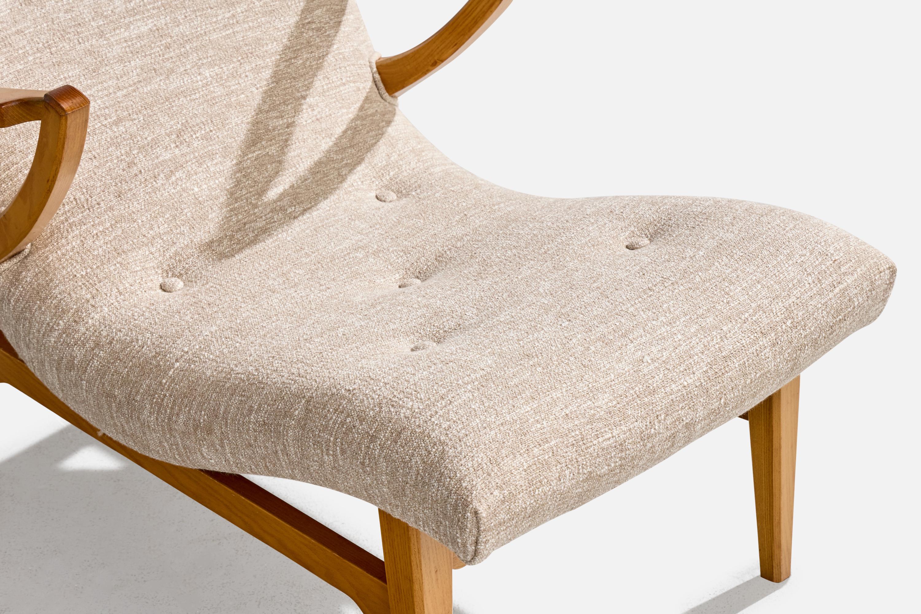 Jio Möbler, chaise longue Siesta avec ottoman, Oak Oak, Fabrice, Suède, années 1960 en vente 4