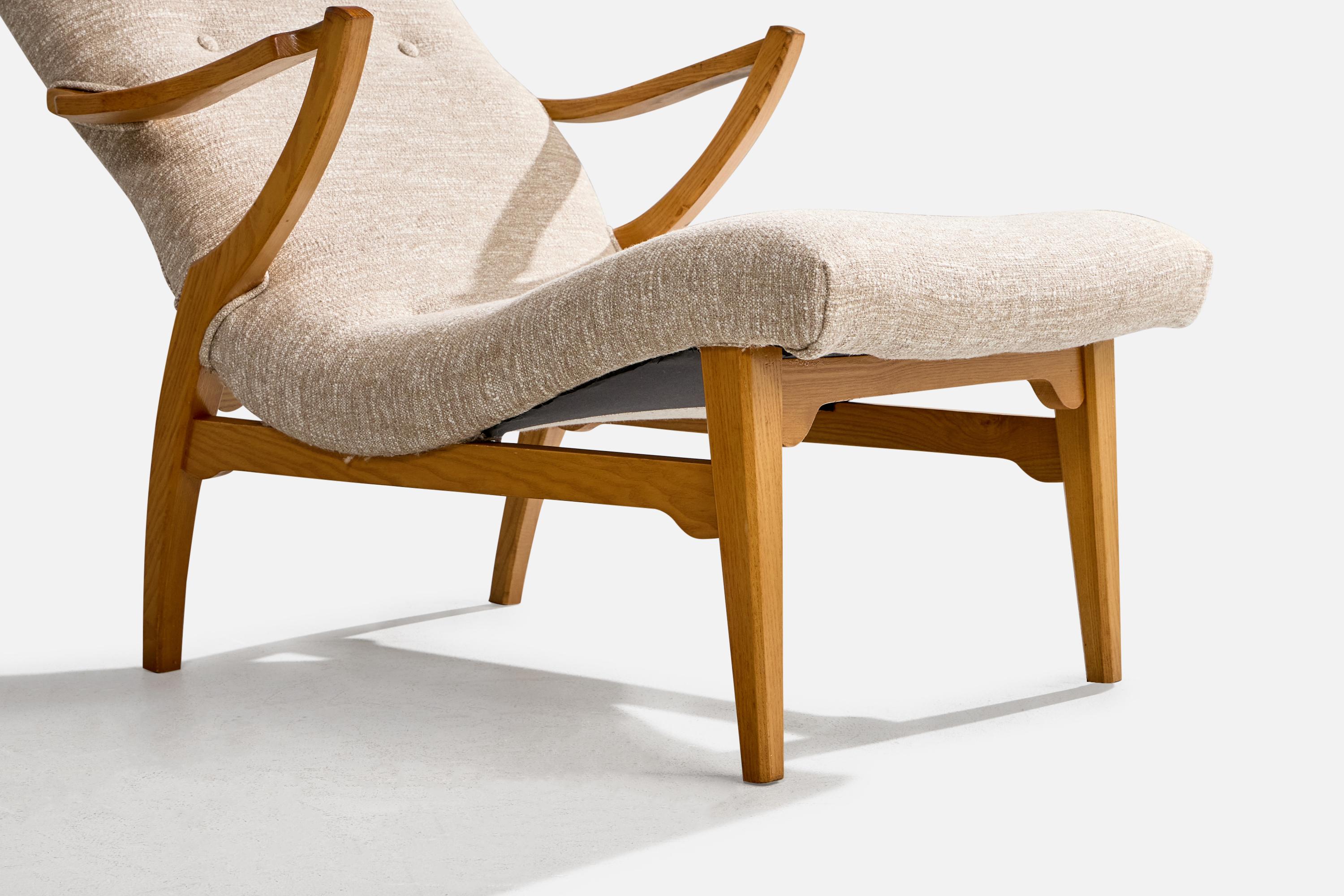 Jio Möbler, chaise longue Siesta avec ottoman, Oak Oak, Fabrice, Suède, années 1960 en vente 5