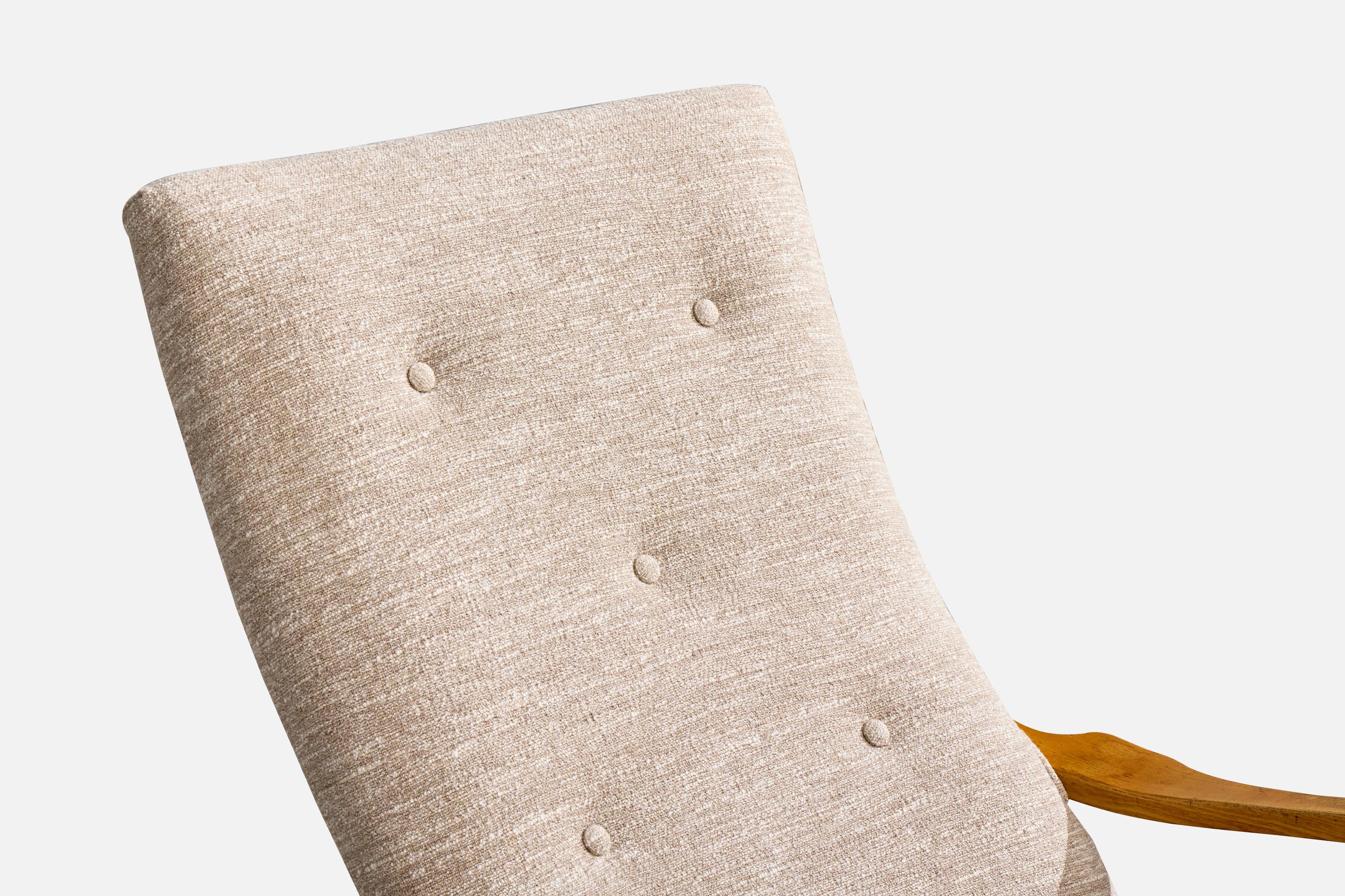 Jio Möbler, chaise longue Siesta avec ottoman, Oak Oak, Fabrice, Suède, années 1960 en vente 2
