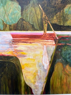 Two Dogs Inside, Natur und Holz, Acryl auf Leinwand