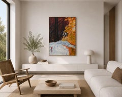 Weißer Fluss, Landschaft im Wald, Malerei auf Acryl