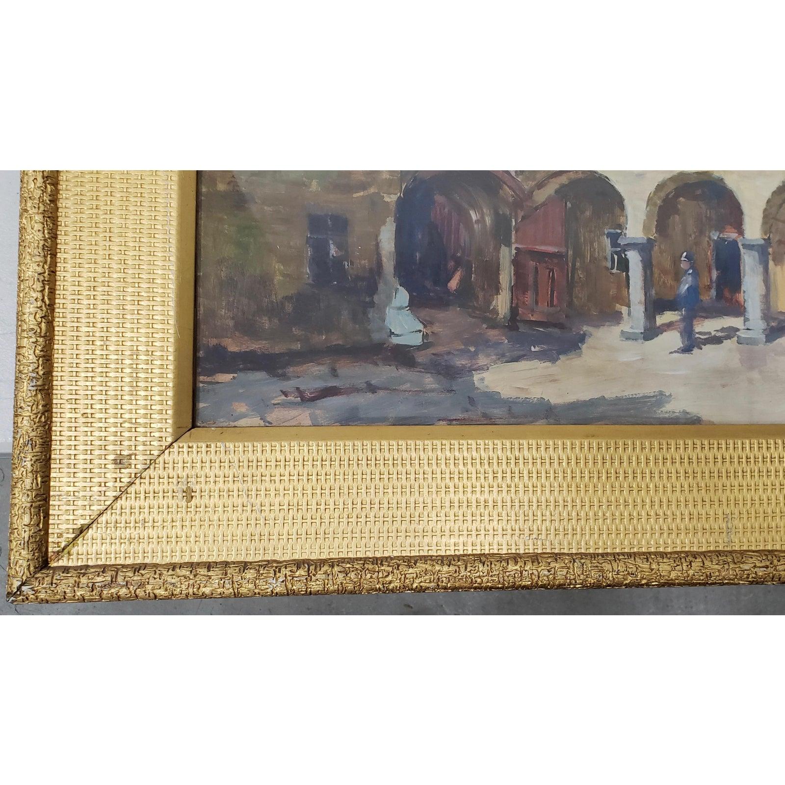 Jiri Herman Óleo sobre papel Patio del sur de Europa con pasarela arqueada en venta 3