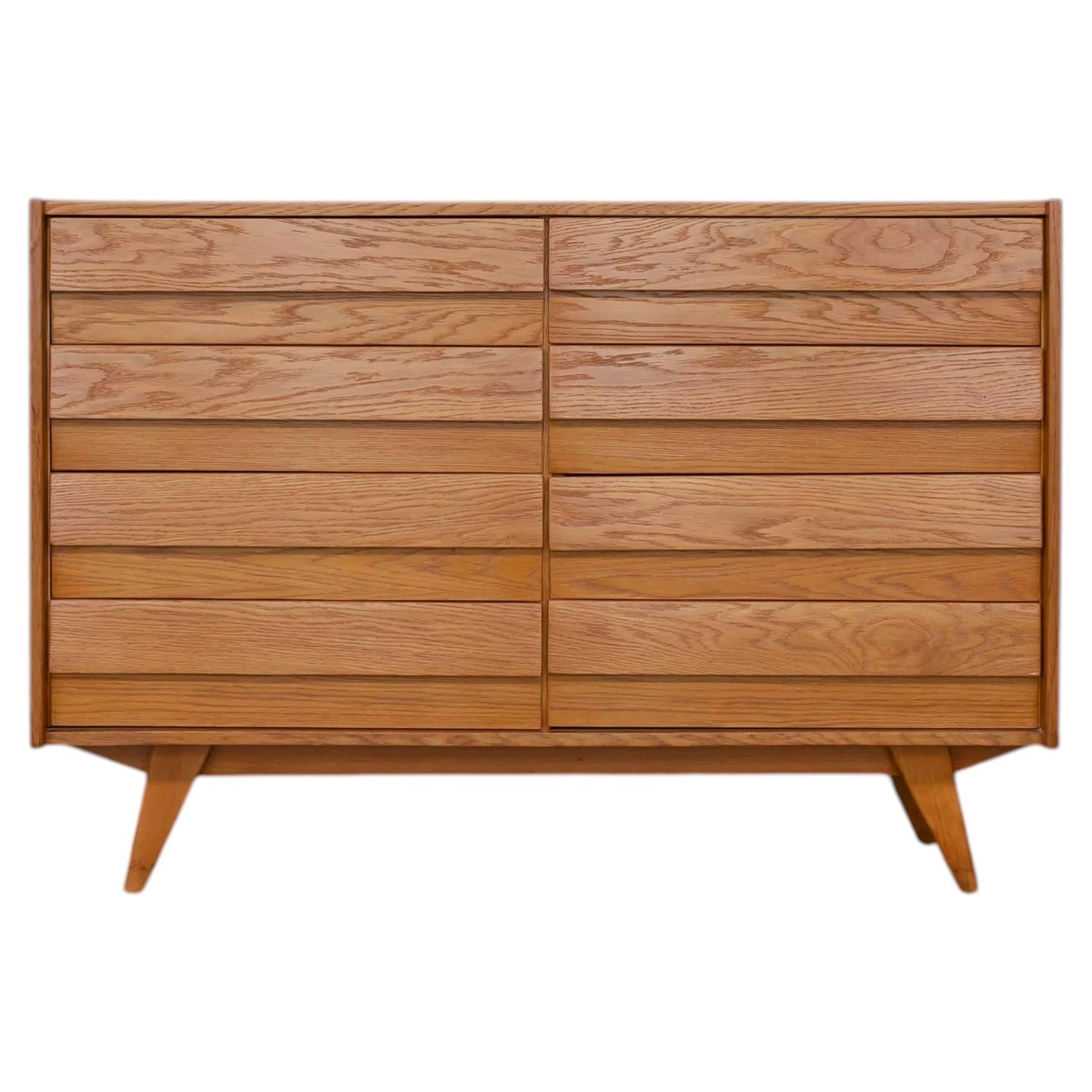 Jiří Jiroutek U 453 Oak Sideboard for Interiér Praha, Czechoslovakia, 1960s For Sale