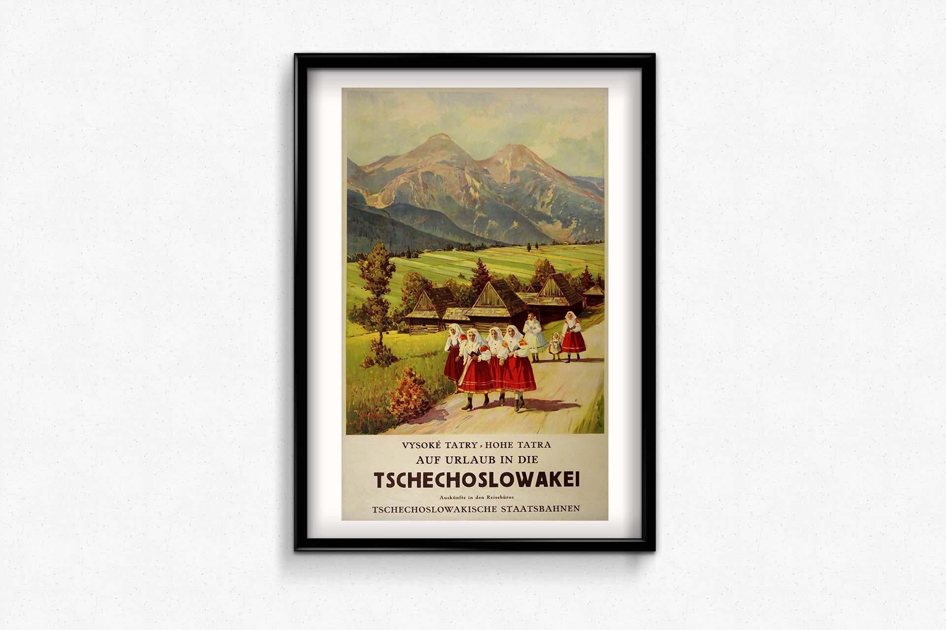 1933 original travel poster by Jiri Kojina for High Tatras of Czechoslovakia For Sale 1