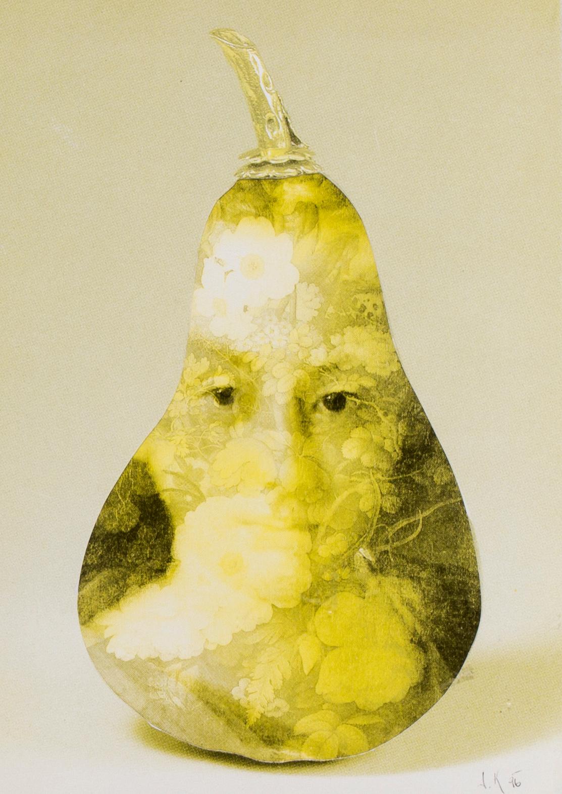 20th Czech Surrealist collage triptych of pears by Jiri Kolar For Sale 2