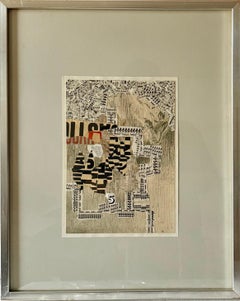 Original Guggenheim Museum Exhibited Jiri Kolar Collage Art Abstract Music Notes