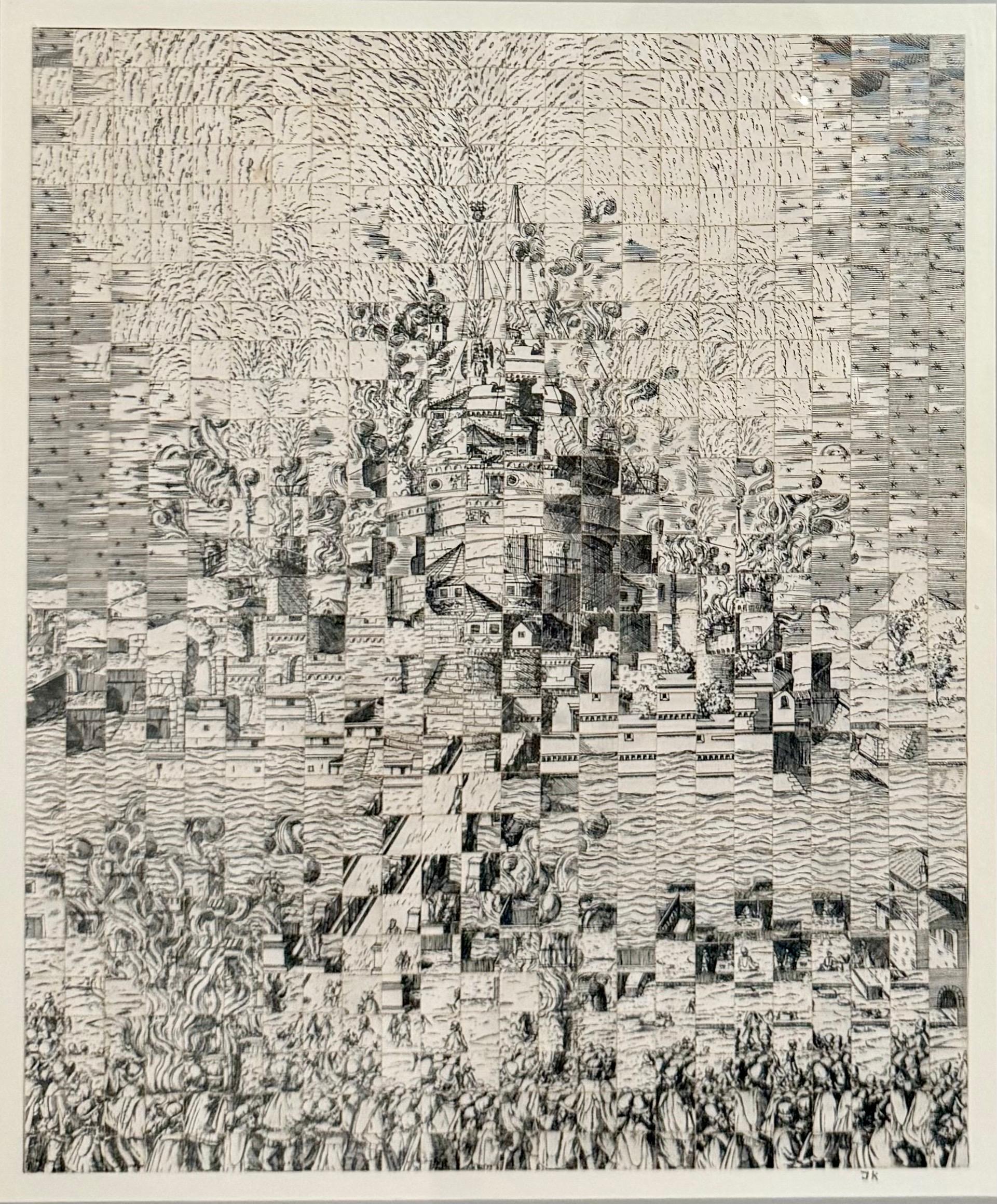 Original Guggenheim Museum Exhibited Jiri Kolar Collage Tower of Babel