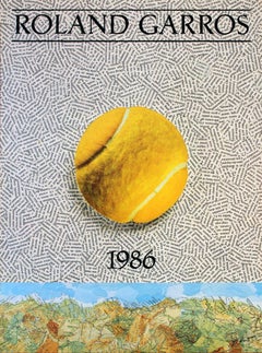 1986 Jiri Kolar 'Roland Garros French Open' Contemporary Yellow,Black & White