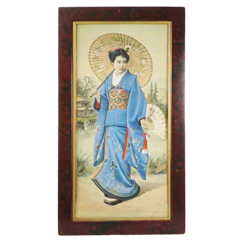 Jirokichi Kasagi Pintura Japonesa Acuarela Sobre Seda