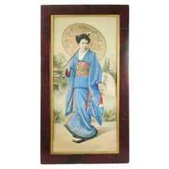 Jirokichi Kasagi Japanese Watercolor On Silk Painting