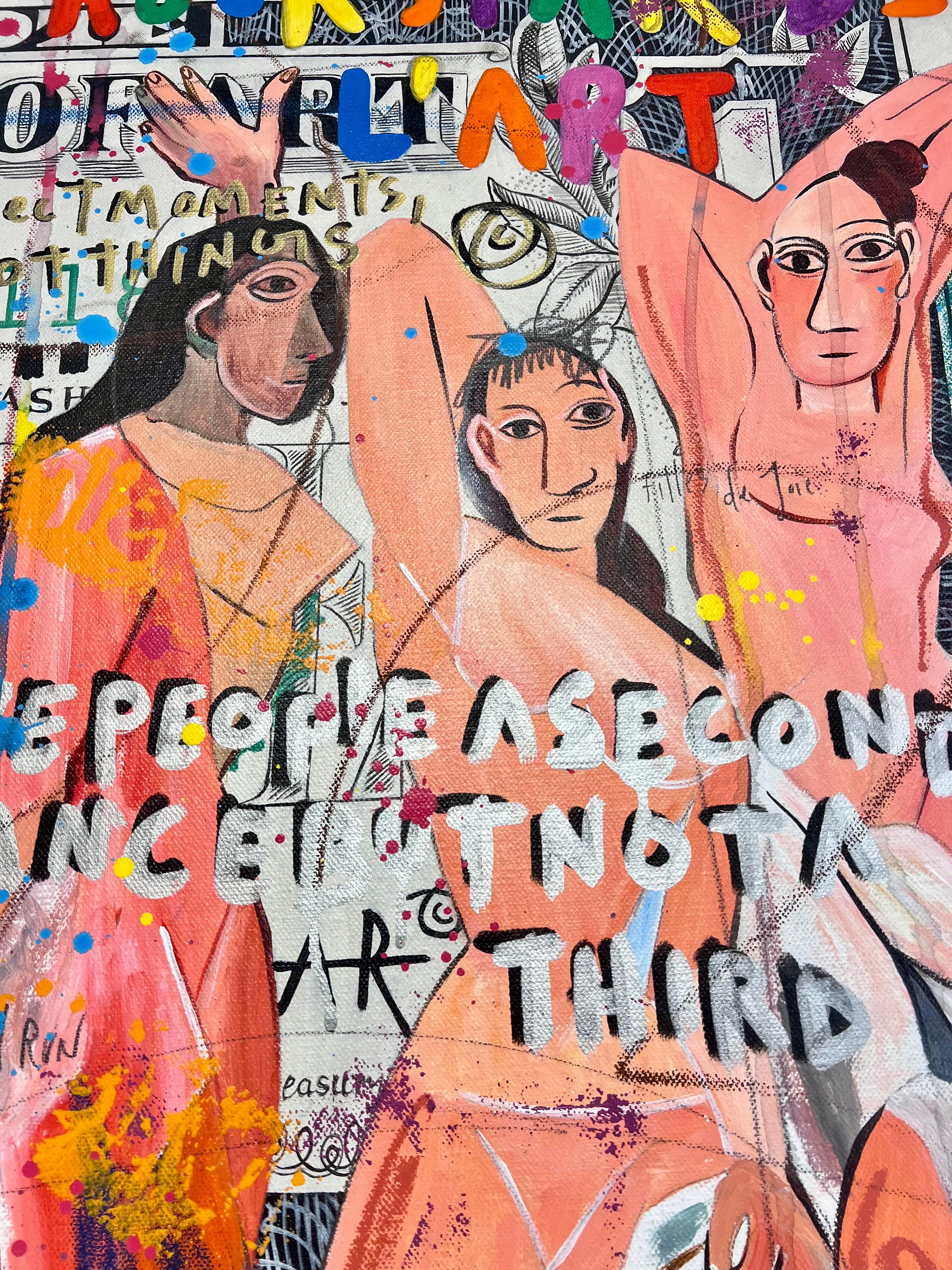 Originelles und einzigartiges Gemälde, in Acryl und Mischtechnik auf Leinwand.
Signiert, datiert und betitelt auf der Rückseite der Leinwand.
Verkauft mit dem Echtheitszertifikat.

Dieses kühne Kunstwerk verbindet Street Art mit der Ikonographie des