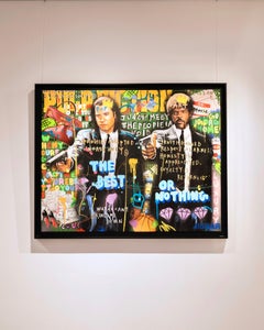 «Bolsos y ficción», pintura acrílica con técnica mixta, arte pop, firmada, 2026