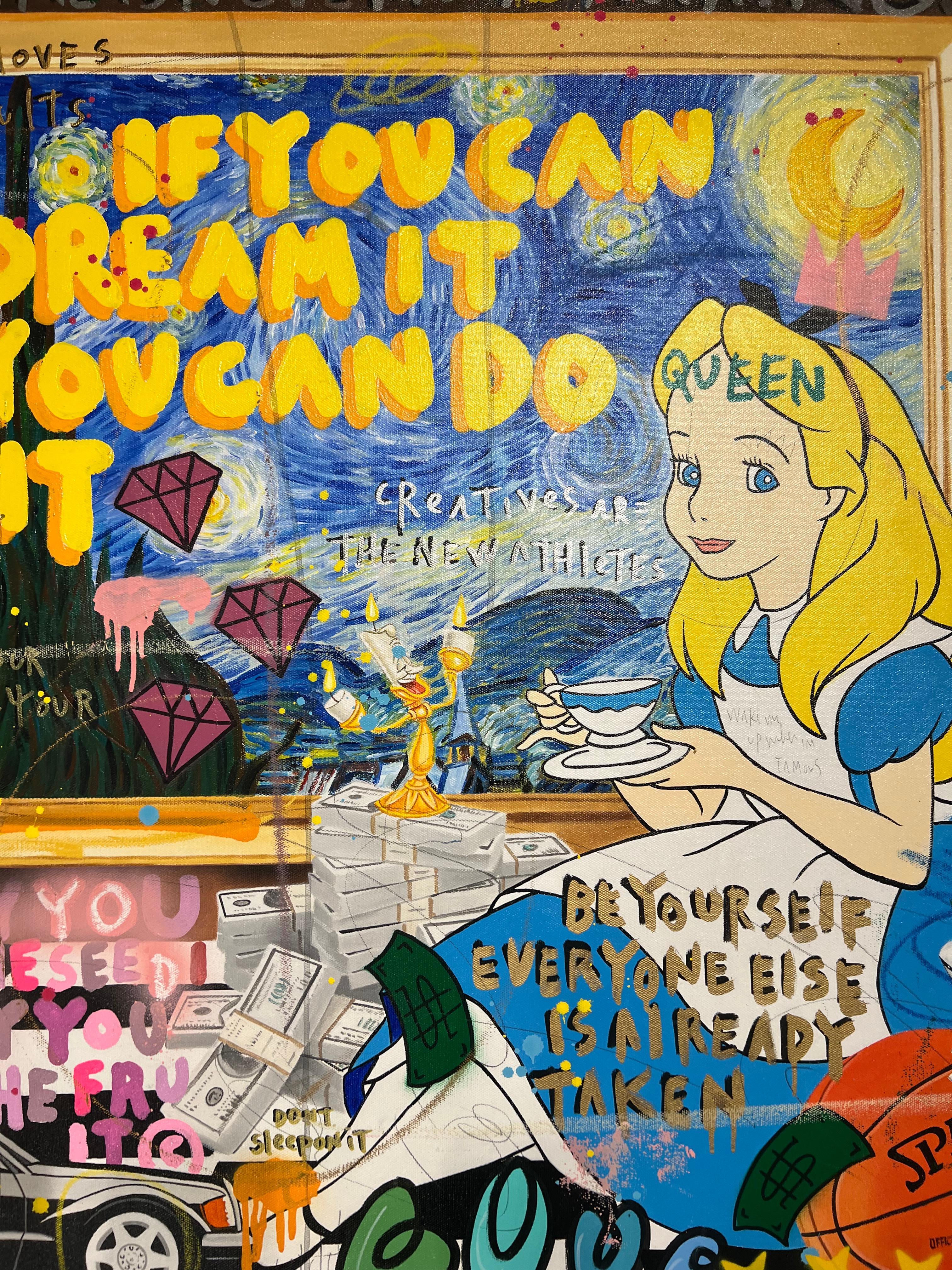 Dream It Like Alice - Brown Portrait Painting by Jisbar