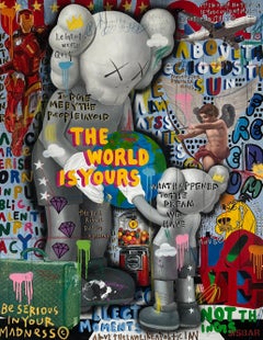 Iron Plane World Kaws, Acrylic Mixed Media Painting, Pop Art, 2025