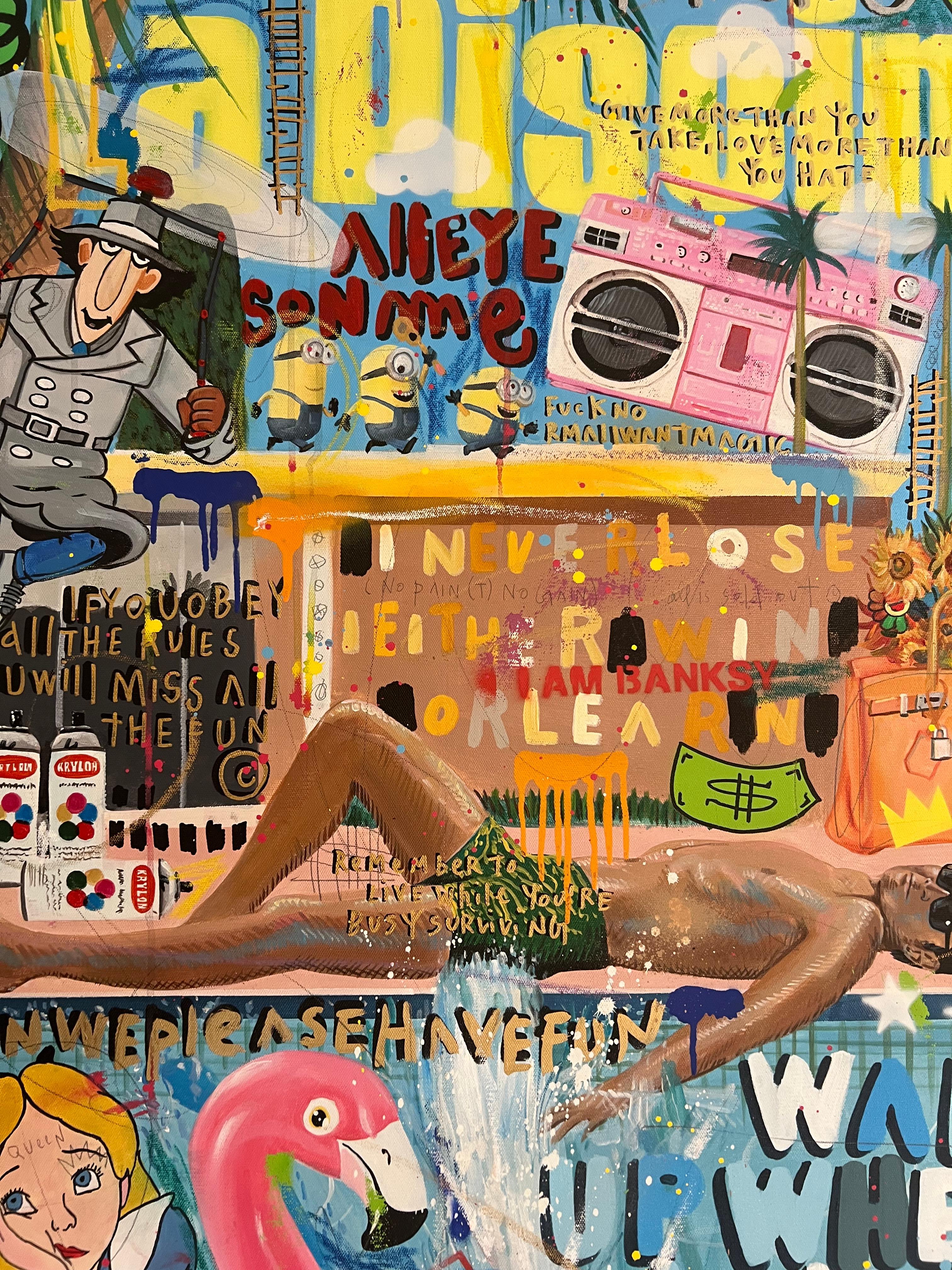 Peinture originale et unique à l'acrylique et aux techniques mixtes.
Signé, daté et titré au dos de la toile.
Vendu avec le certificat d'authenticité, tendu sur un socle en bois fait sur mesure.

Cette nouvelle peinture exclusive de JISBAR s'inspire