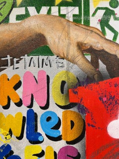 Legend Love Acrylic Mixed Media Painting, Pop Art, 100x100cm