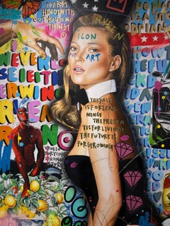 Liberty Lemon Kate, Acrylic and Mixed Media Painting on Canvas, Signed