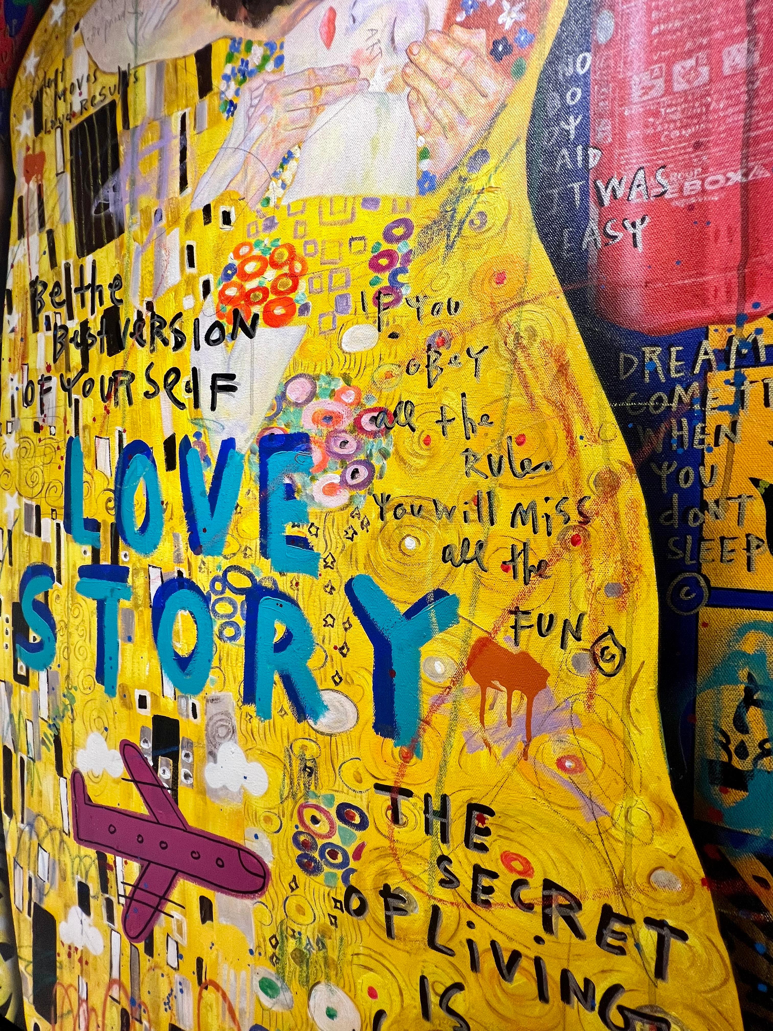Love Story Kiss - Painting by Jisbar