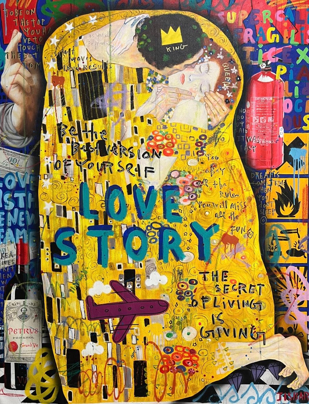 Jisbar Figurative Painting - Love Story Kiss