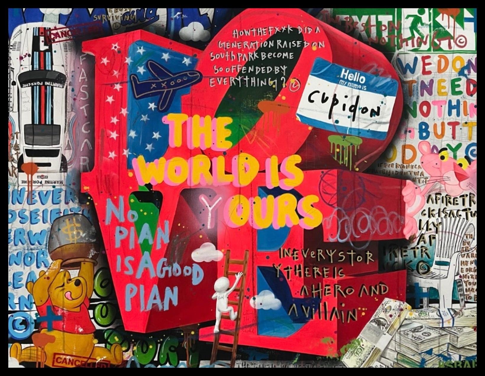 Aimer le monde Trouver $ - Pop Art Painting par Jisbar