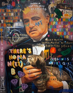 «El Padrino» de Cohiba de lujo, cuadro firmado, técnica mixta con acrílico, 92 x 73 cm