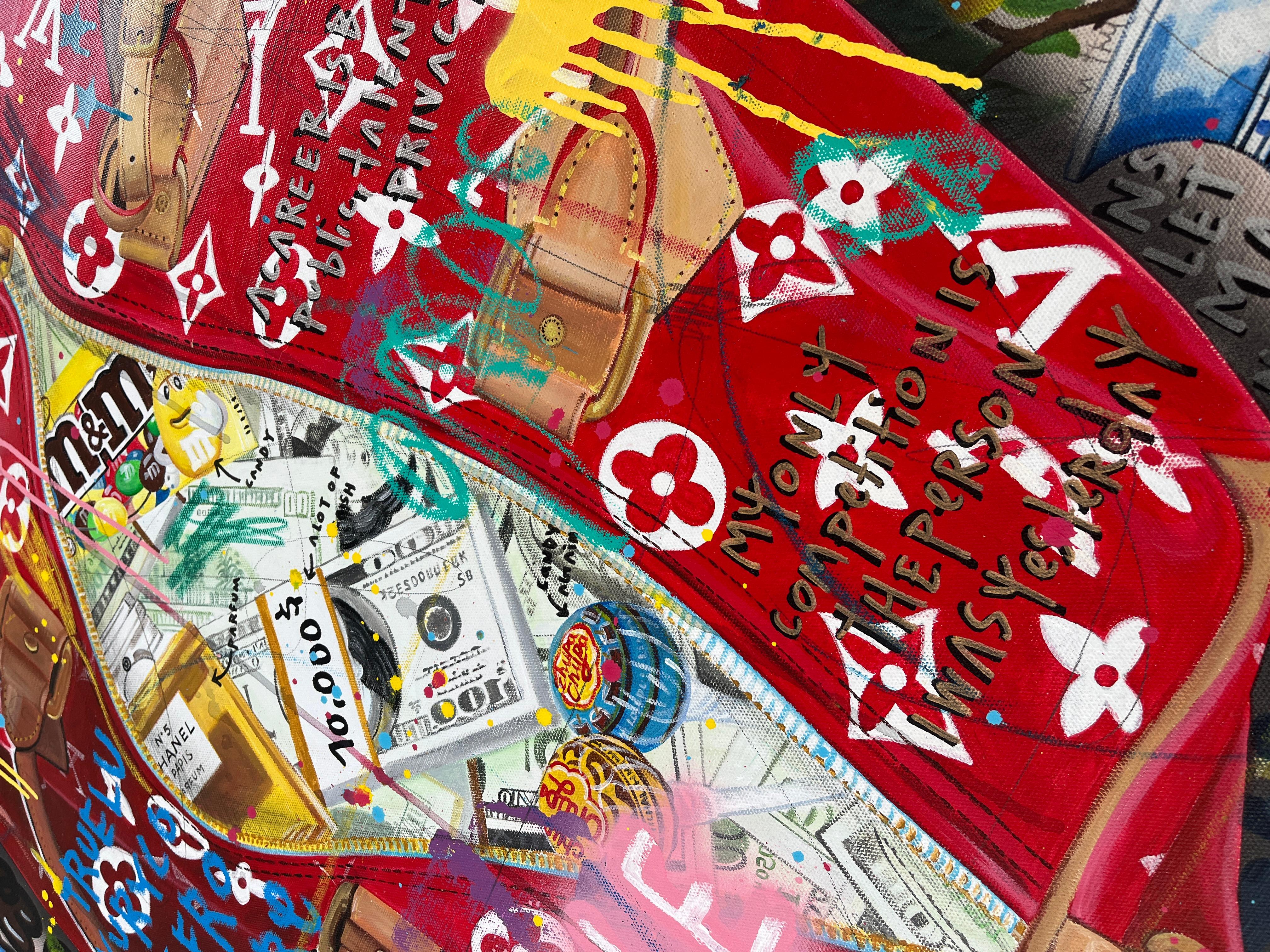 Milky Red Travel Bag - Painting by Jisbar