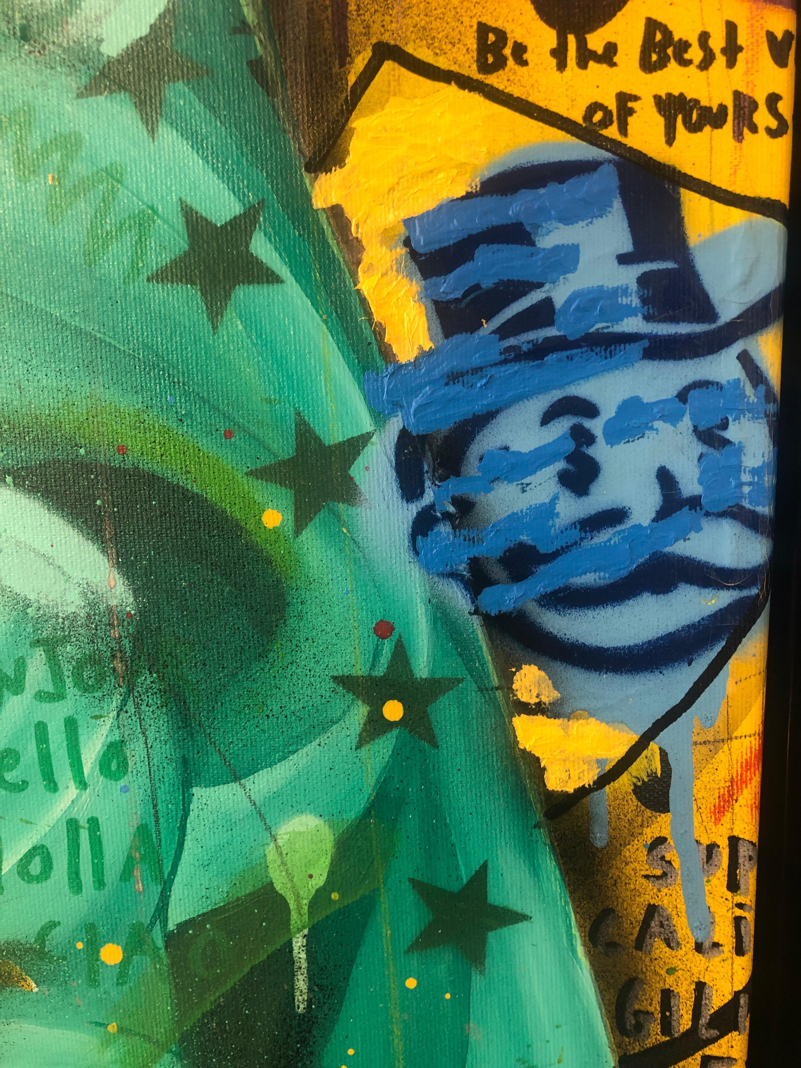 Mona of the Liberty, acrylique et peinture à la bombe, style street art, 4'2'', par Jisbar 3