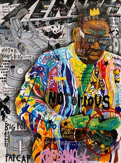 Notorious B.I.G., acrylic on canvas, 2021, street art style, 4'7'', by Jisbar