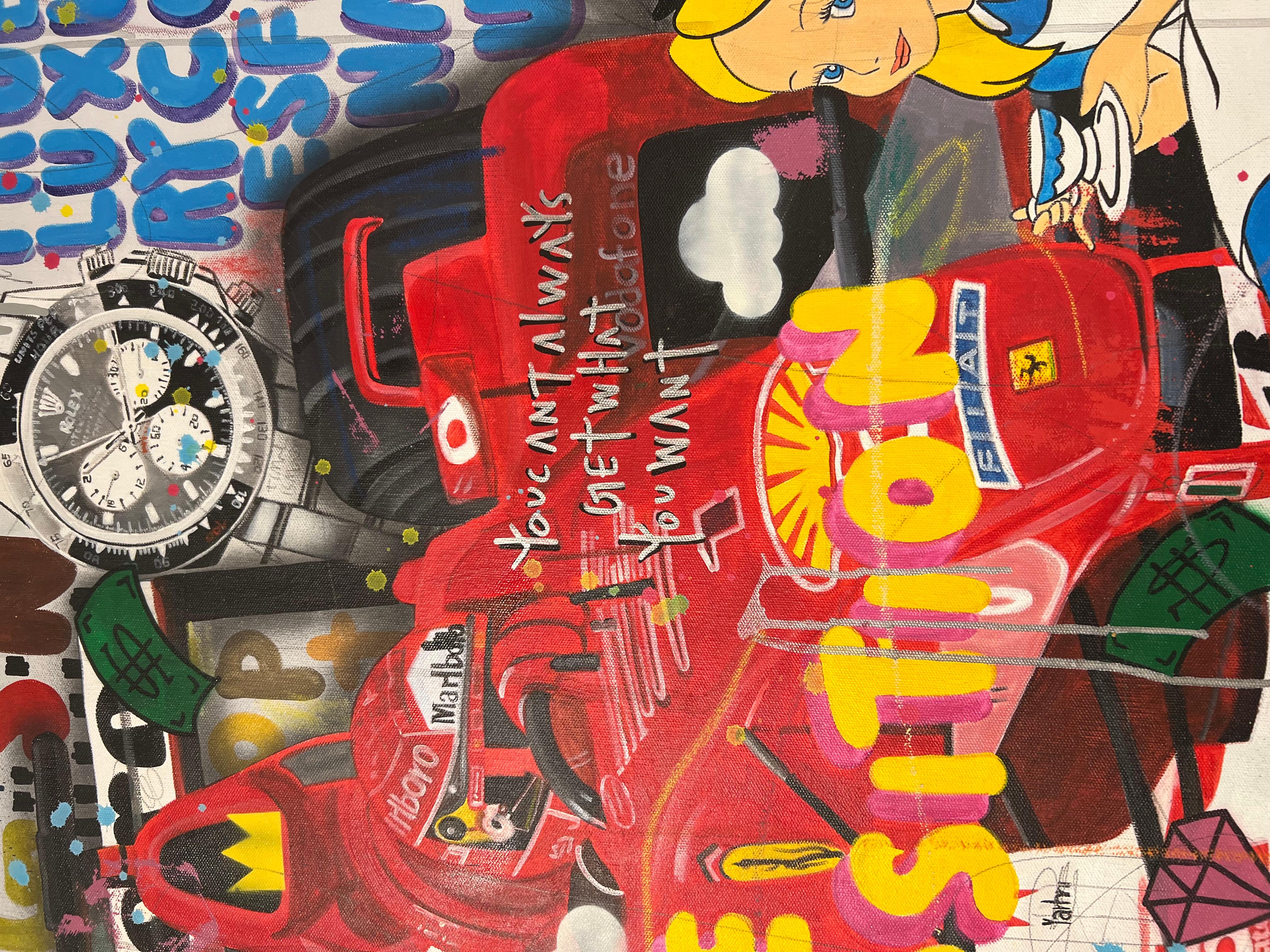 Pole Position Luxury F1 - Black Figurative Painting by Jisbar