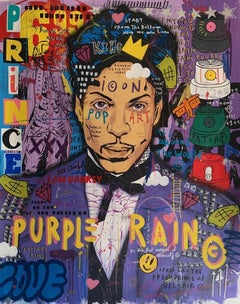Purple Rain Prince, acrylic paint, street art style, 3'7'', unique, by Jisbar 