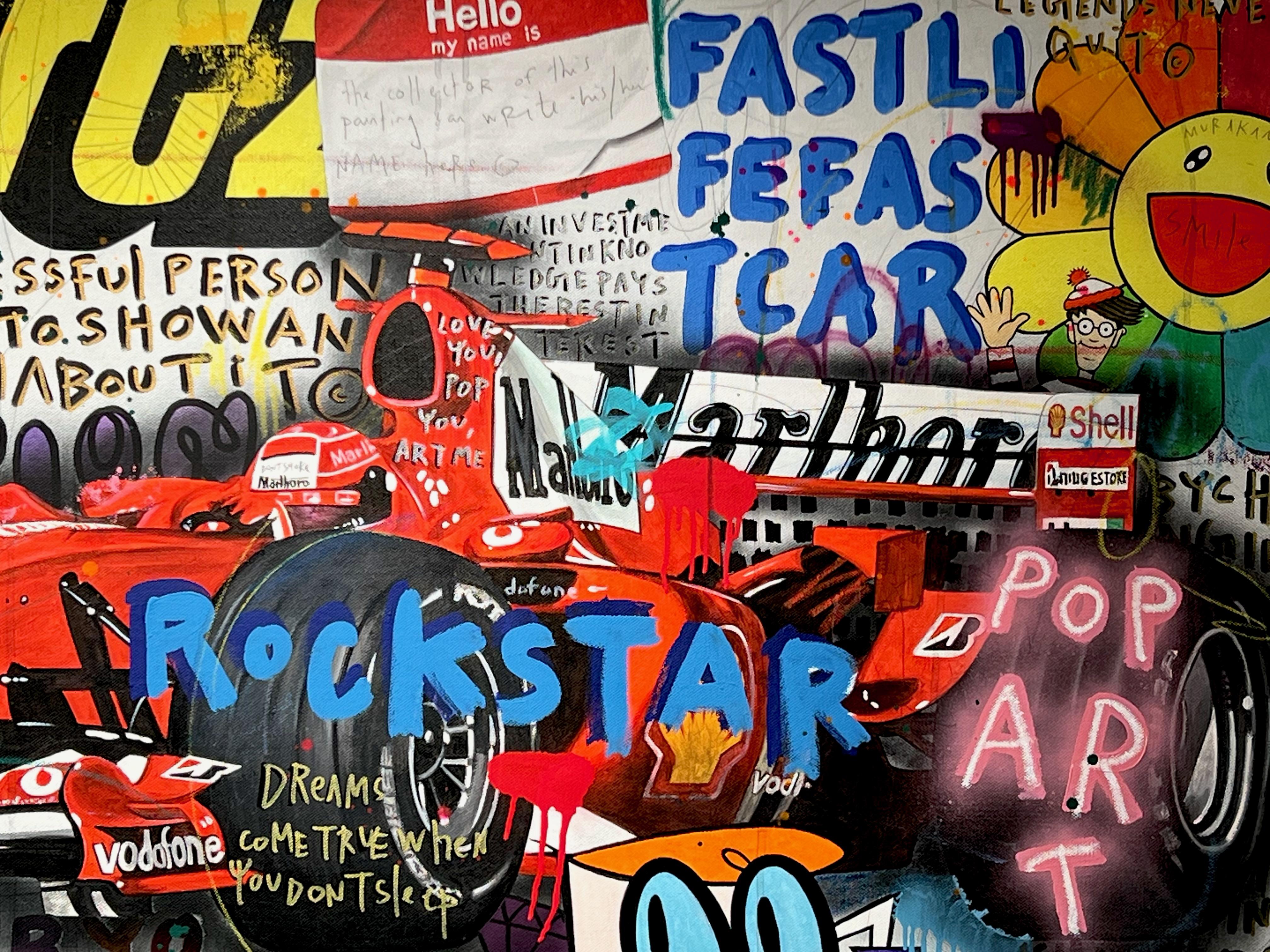 Unique piece in acrylic and mixed media on canvas was created by JISBAR in 2024.
Signed by the artist. 

Jisbar, a contemporary artist renowned for his bold and colorful works, reinvents cultural icons by integrating them into a pop art universe.