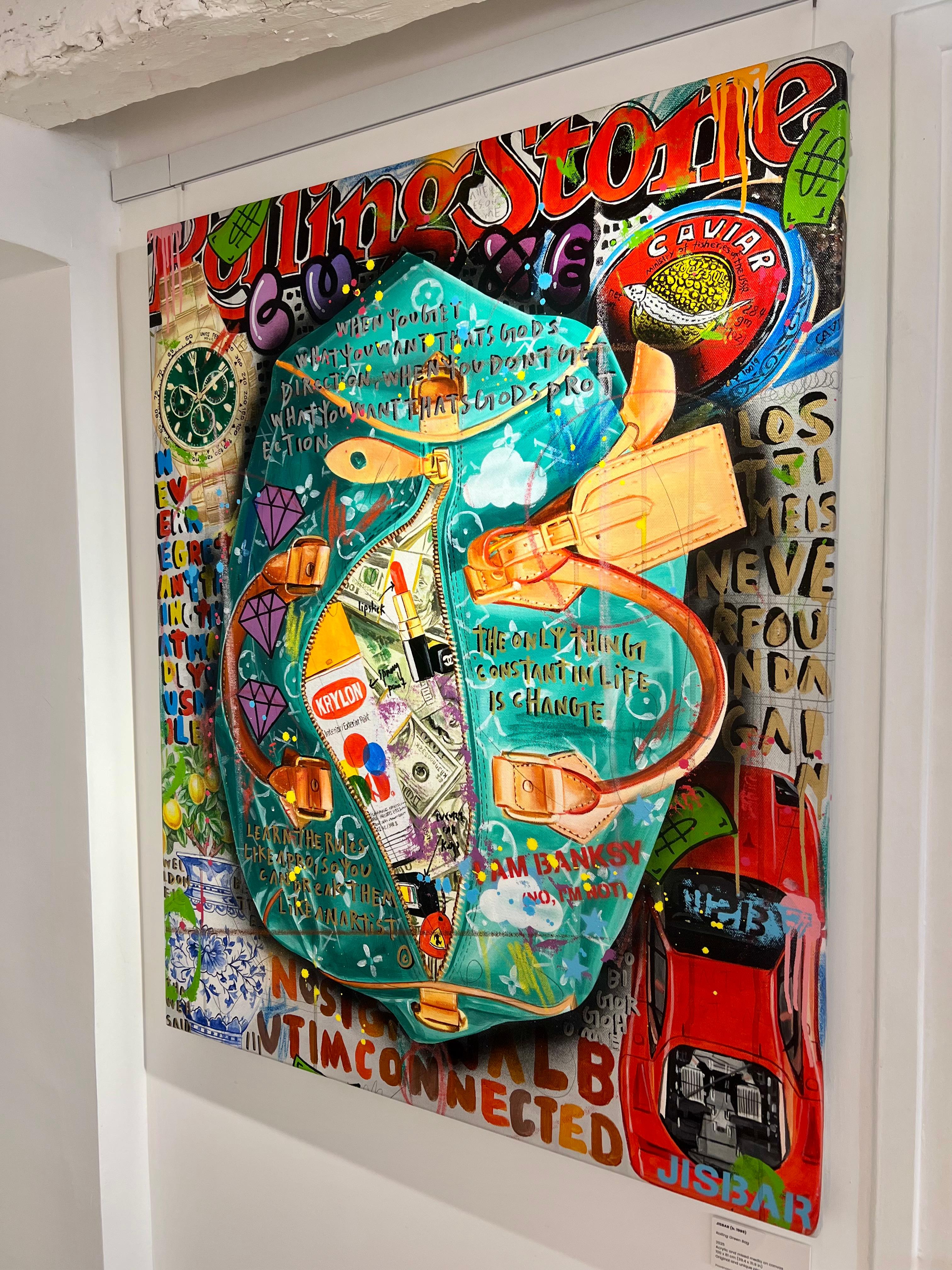 Original and unique painting in acrylic and mixed media.
Signed, dated and titled at the back of the canvas.
Sold with the Certificate of Authenticity, stretches on custom-made wooden base-frame.

