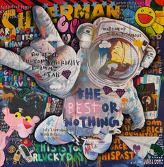 Superman Best World, Acrylic and Mixed Media Painting, Signed, 2026