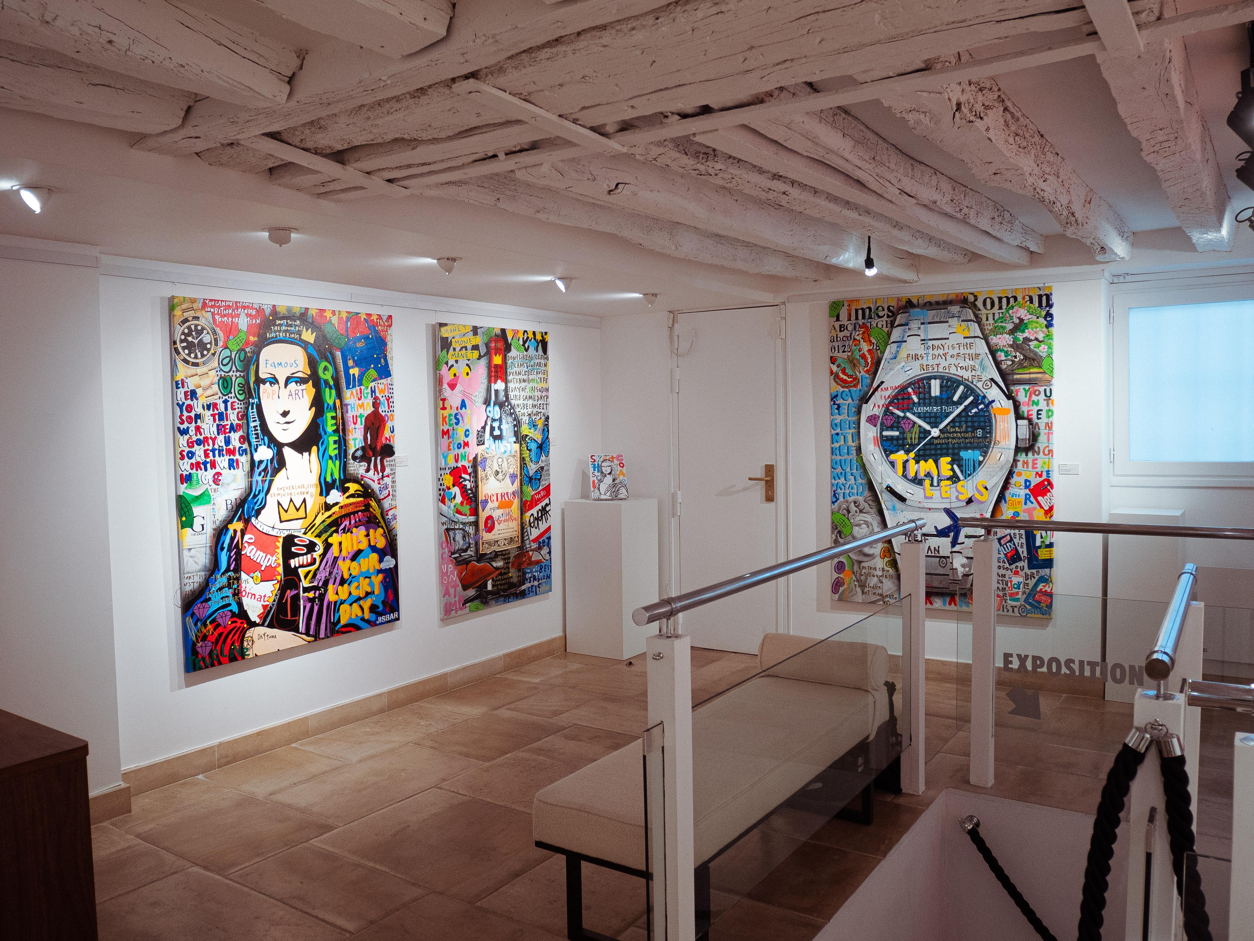 Originelles und einzigartiges Gemälde, in Acryl und Mischtechnik auf Leinwand.
Signiert, datiert und betitelt auf der Rückseite der Leinwand.
Dieses Kunstwerk ist mit einem speziell angefertigten schwarzen Rahmen gerahmt, wie auf den Bildern zu