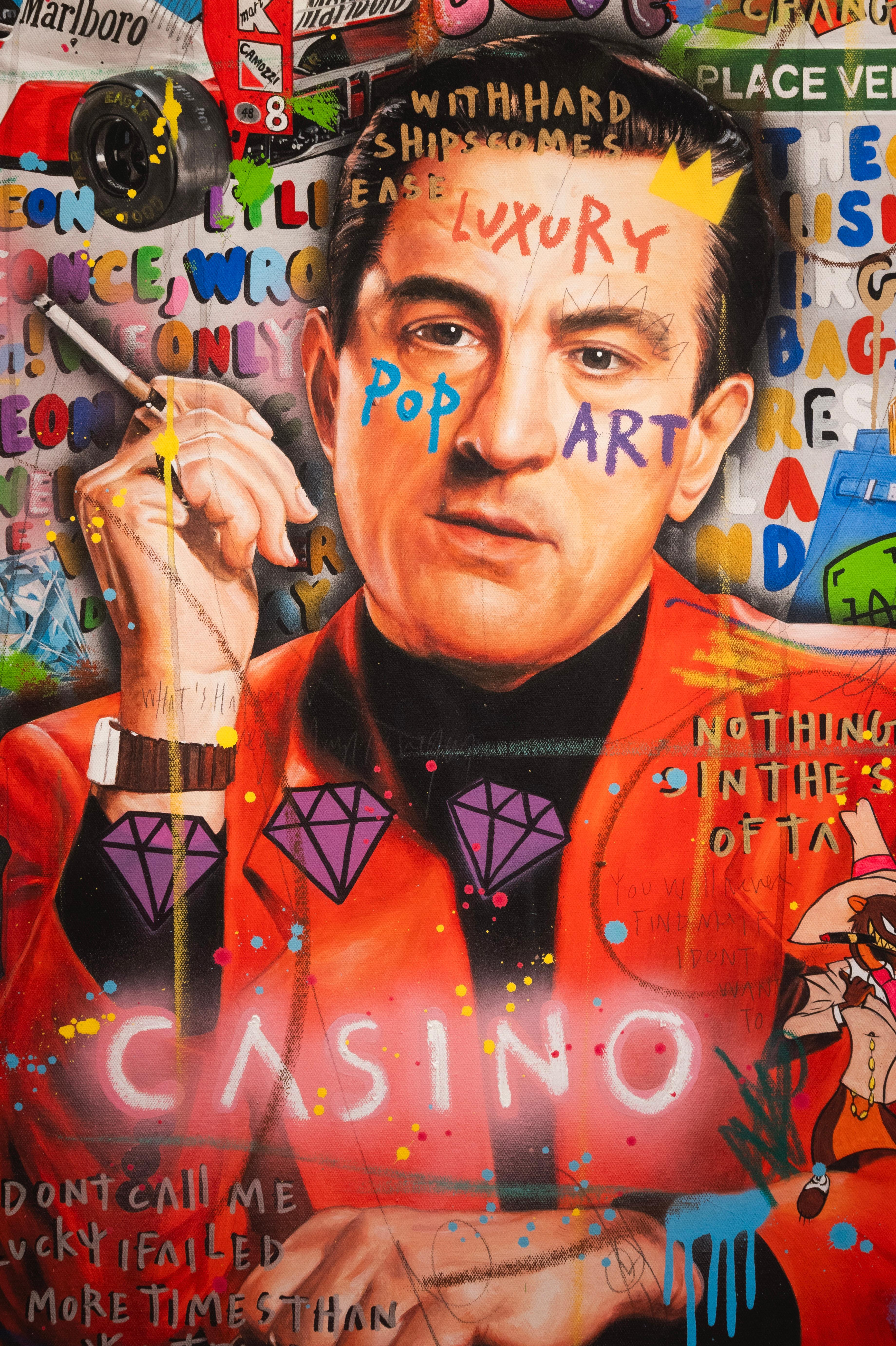 Jisbar Portrait Painting - Vendôme Casino, Acrylic Mixed Media Painting, Pop Art, Signed, 92x73cm