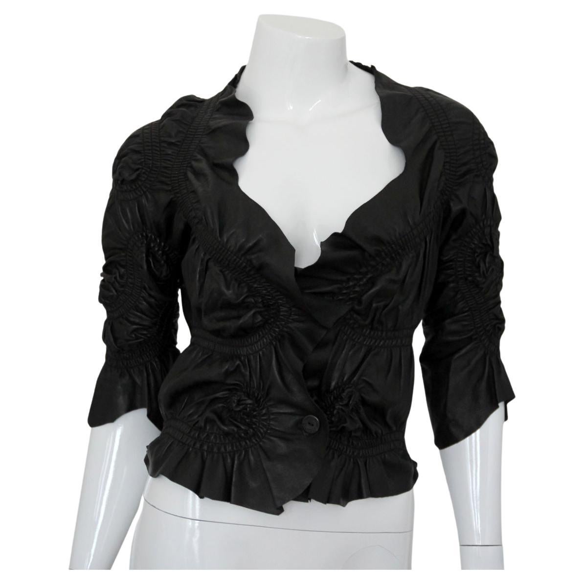 JITROIS 2000s Black Quilted Leather Jacket by Jean-Claude Jitros For Sale