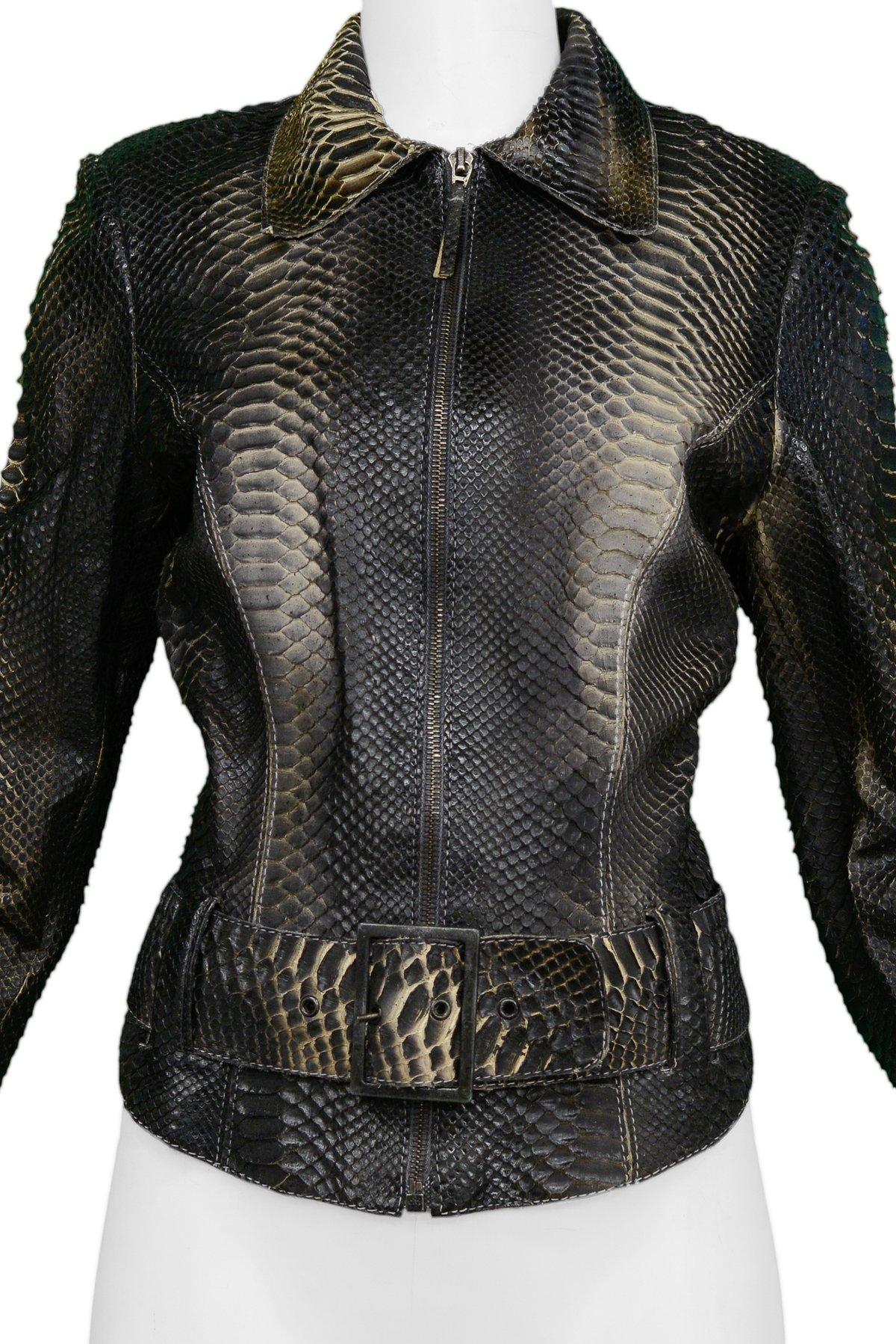 Jitrois Schwarze Agneau Plonge Lederjacke mit Schlangentextur im Zustand „Hervorragend“ in Los Angeles, CA