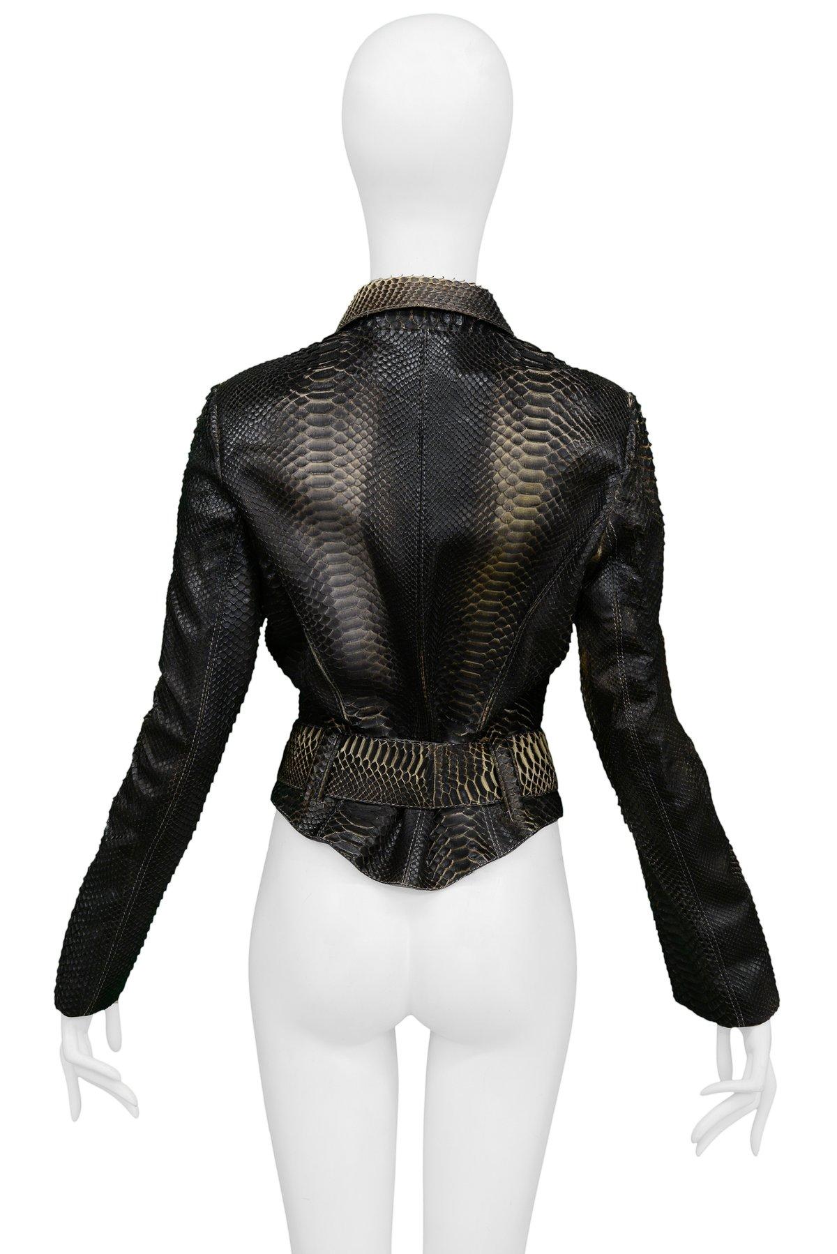 Jitrois Schwarze Agneau Plonge Lederjacke mit Schlangentextur Damen
